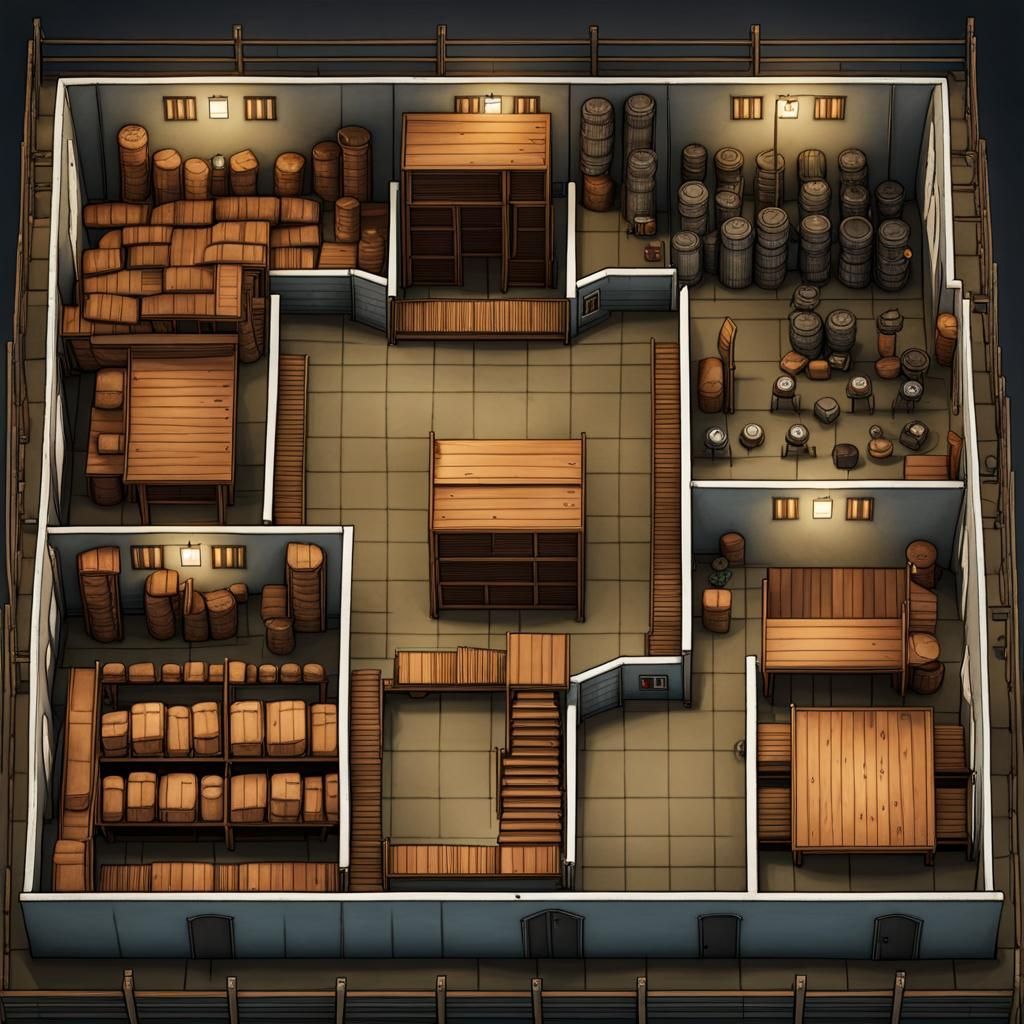 Storage Facility Top-Down Map for RPG