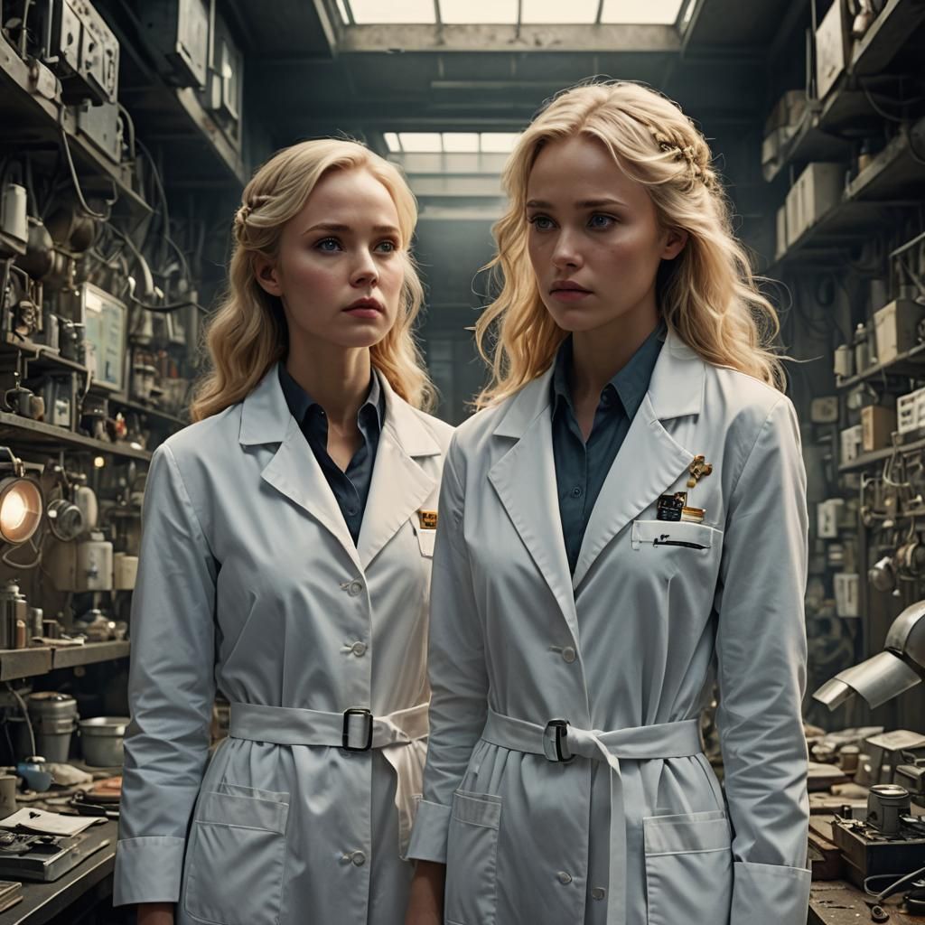 Blonde in Lab Coat: Dramatic Digital Painting