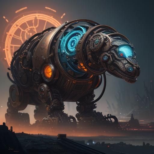 Steampunk Cyber Snake with Intricate Mechanical Parts