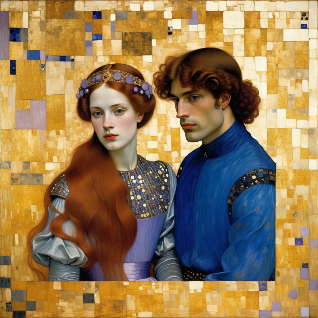 Princess and Prince in Klimt Golden Style