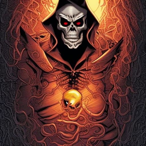 Menacing Skeleton in Comic Book Art