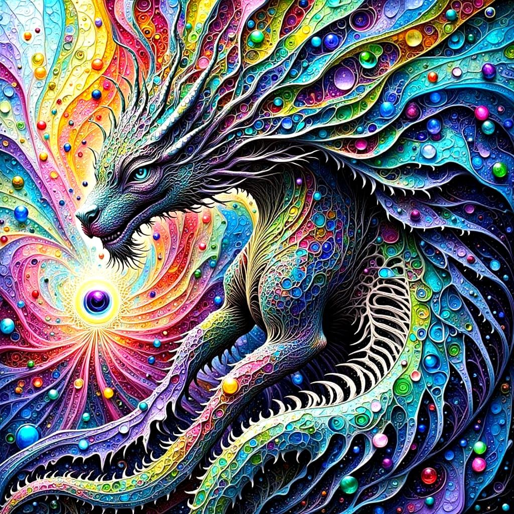 Cosmic Beast Breathing: A Psychedelic Rainbow Dance