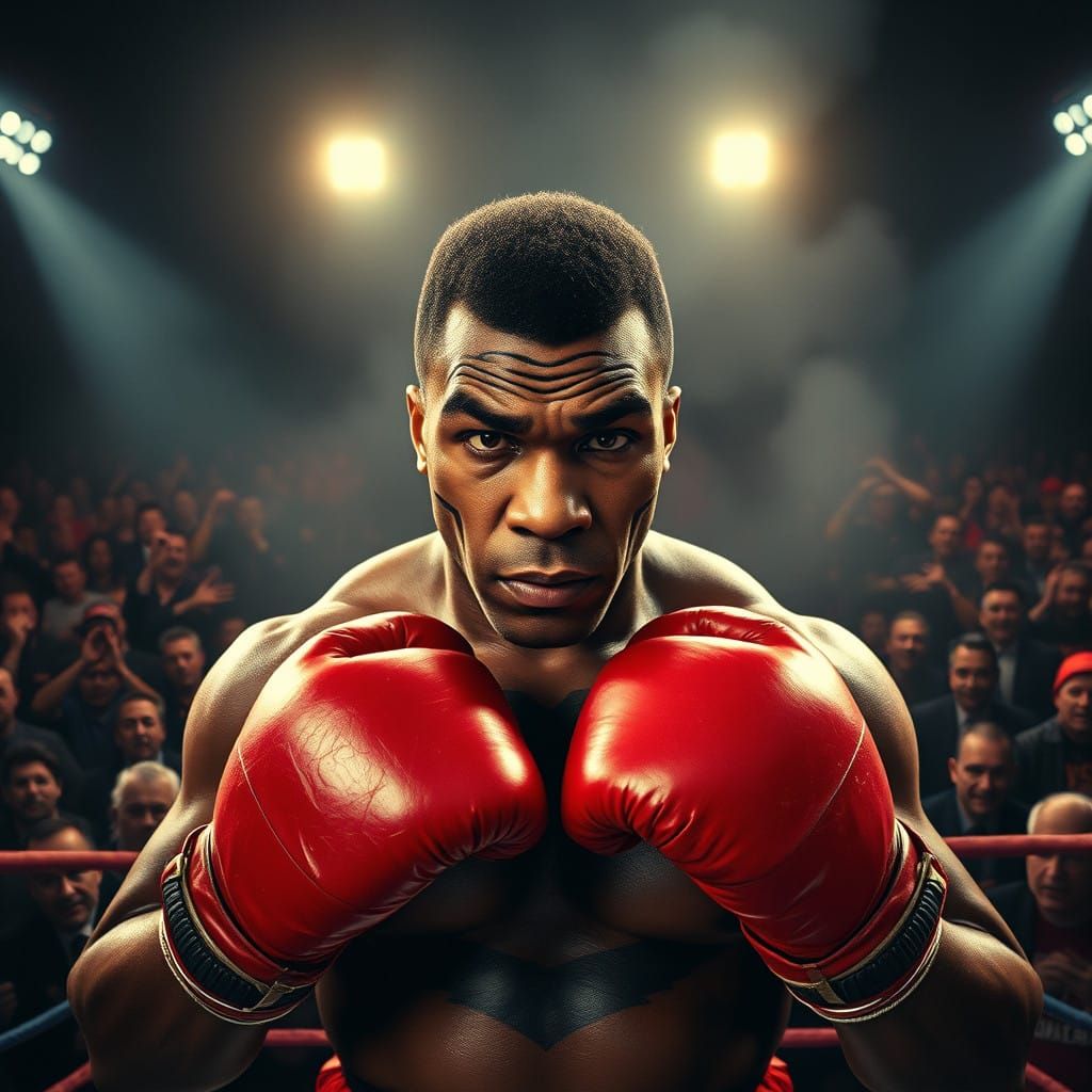 Fierce Boxer Defies the Crowd in a Gritty, High-Contrast Sty...