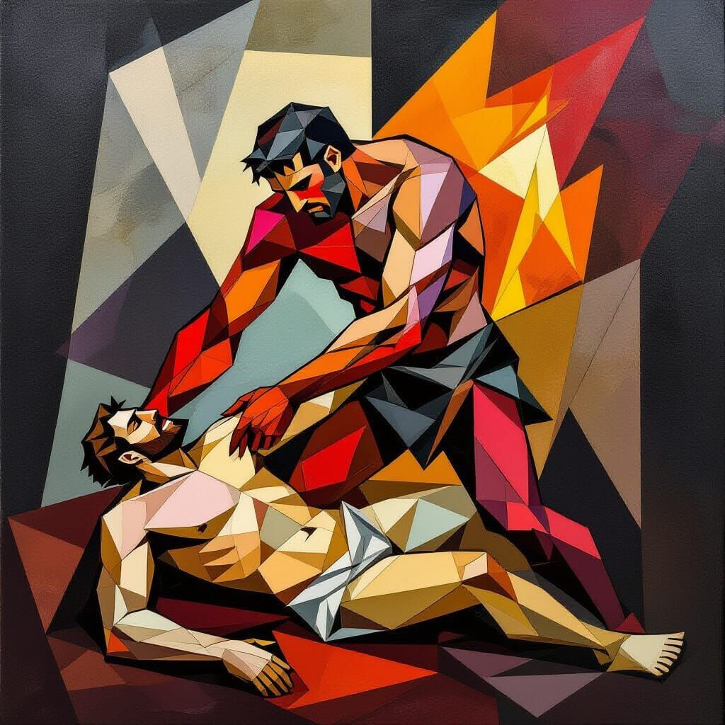 Cain and Abel: A Cubist Tragedy Unfolds