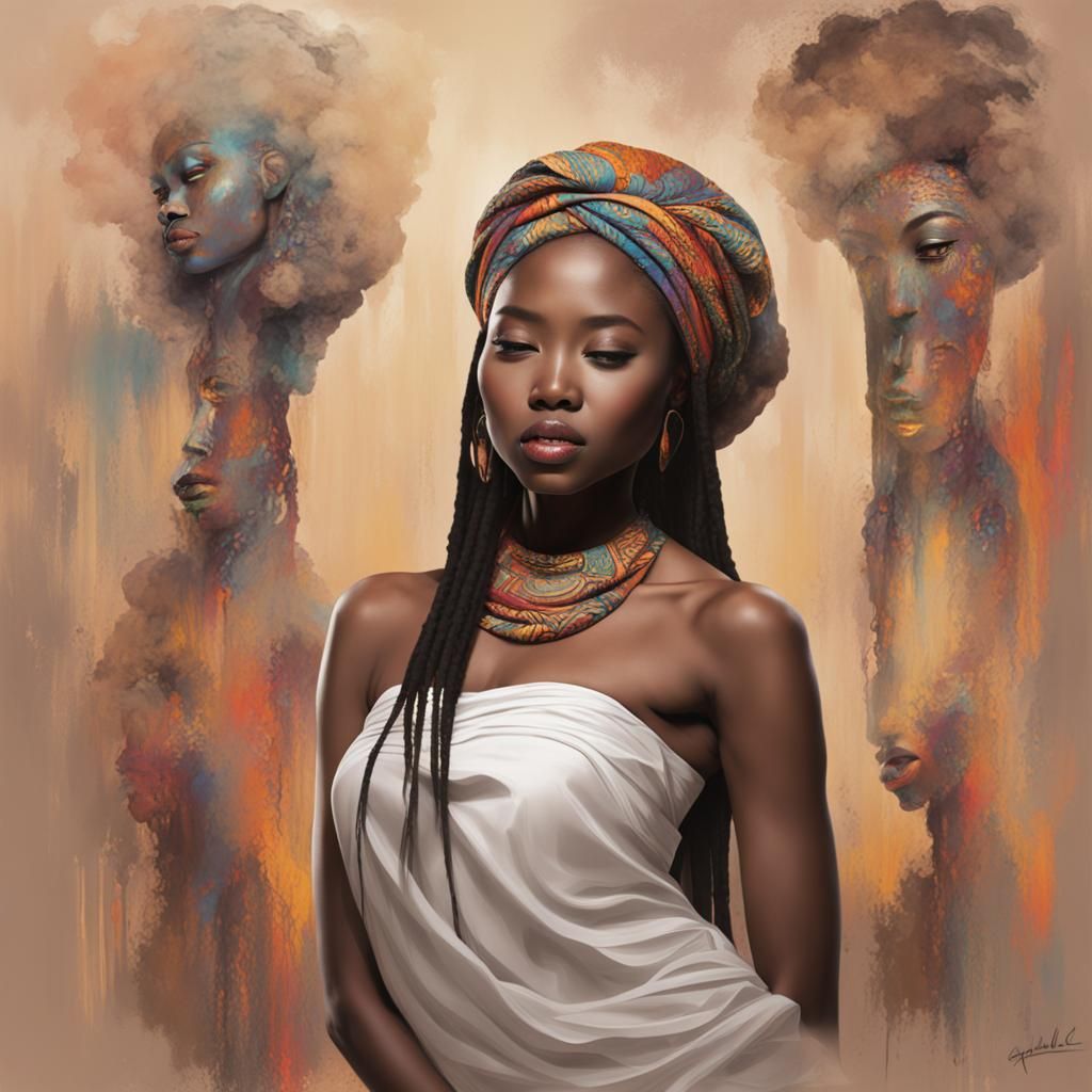 Enigmatic Beauty: A Psychedelic Splash Art Portrait