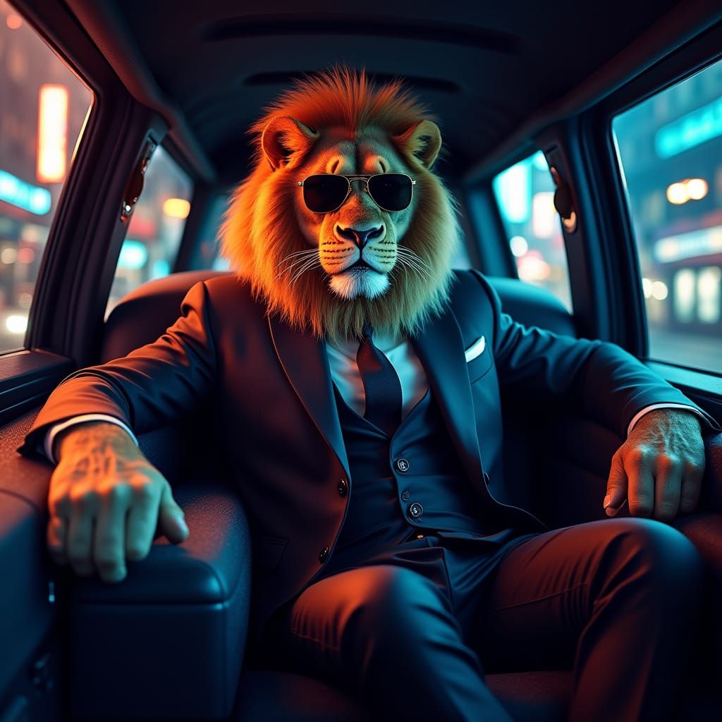 Regal Lion Cruises City Streets in Futuristic Limousine