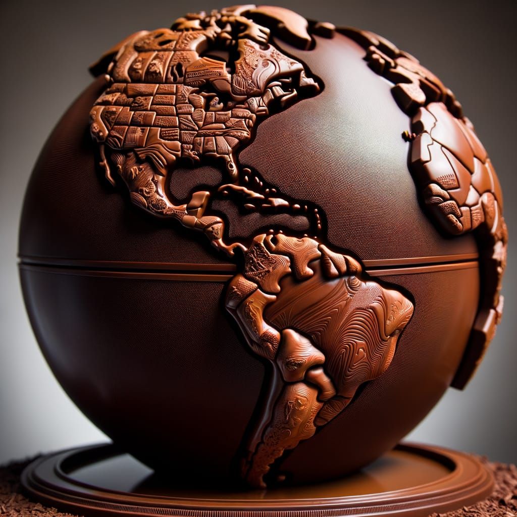 Chocolate Earth Globe in Intricate Confectionery Detail