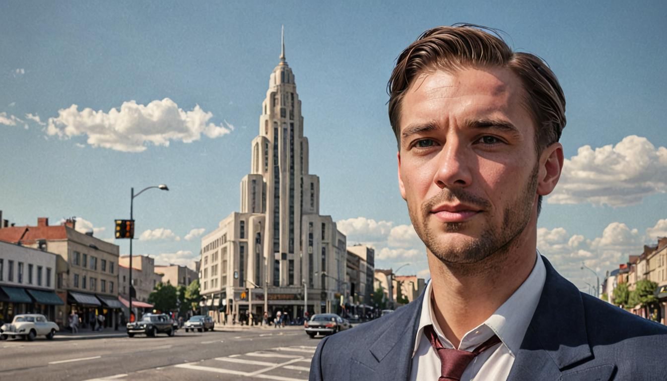 Art Deco Street Scene in Photorealistic Style