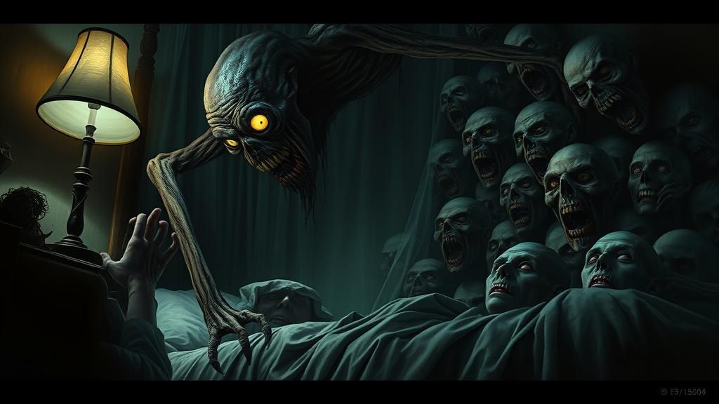 Nightmarish One-Eyed Creature Under Bed, Gothic Horror