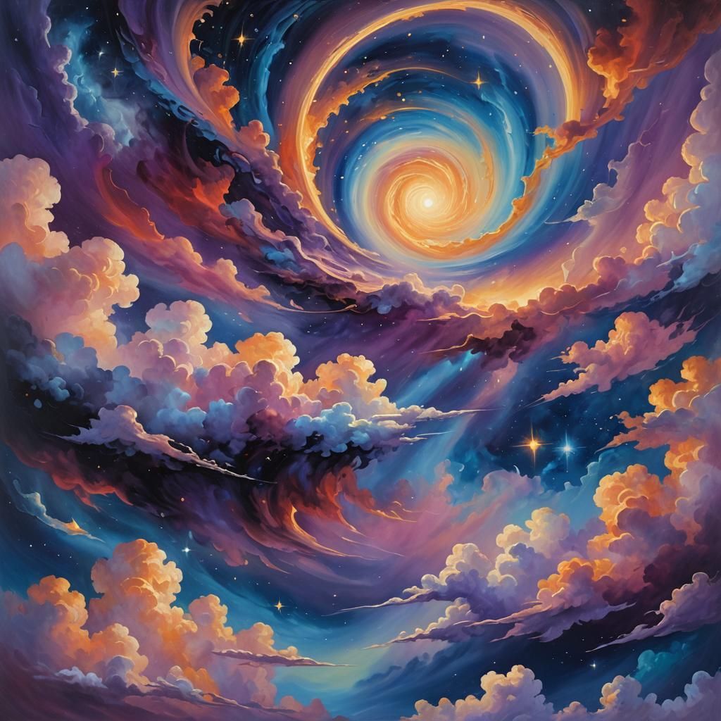 Cosmic Entity in Surreal Expressionist Oil Painting