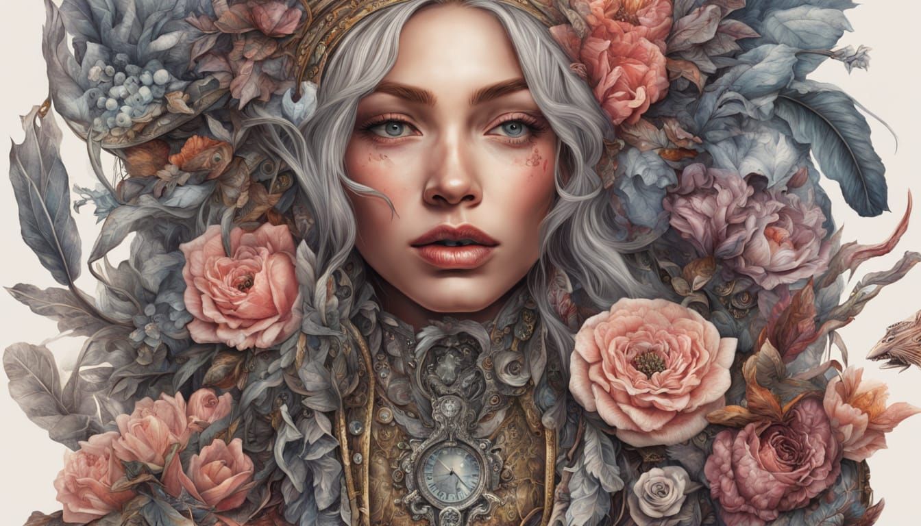 Retro-Futuristic Melancholy Figure in Watercolor Style