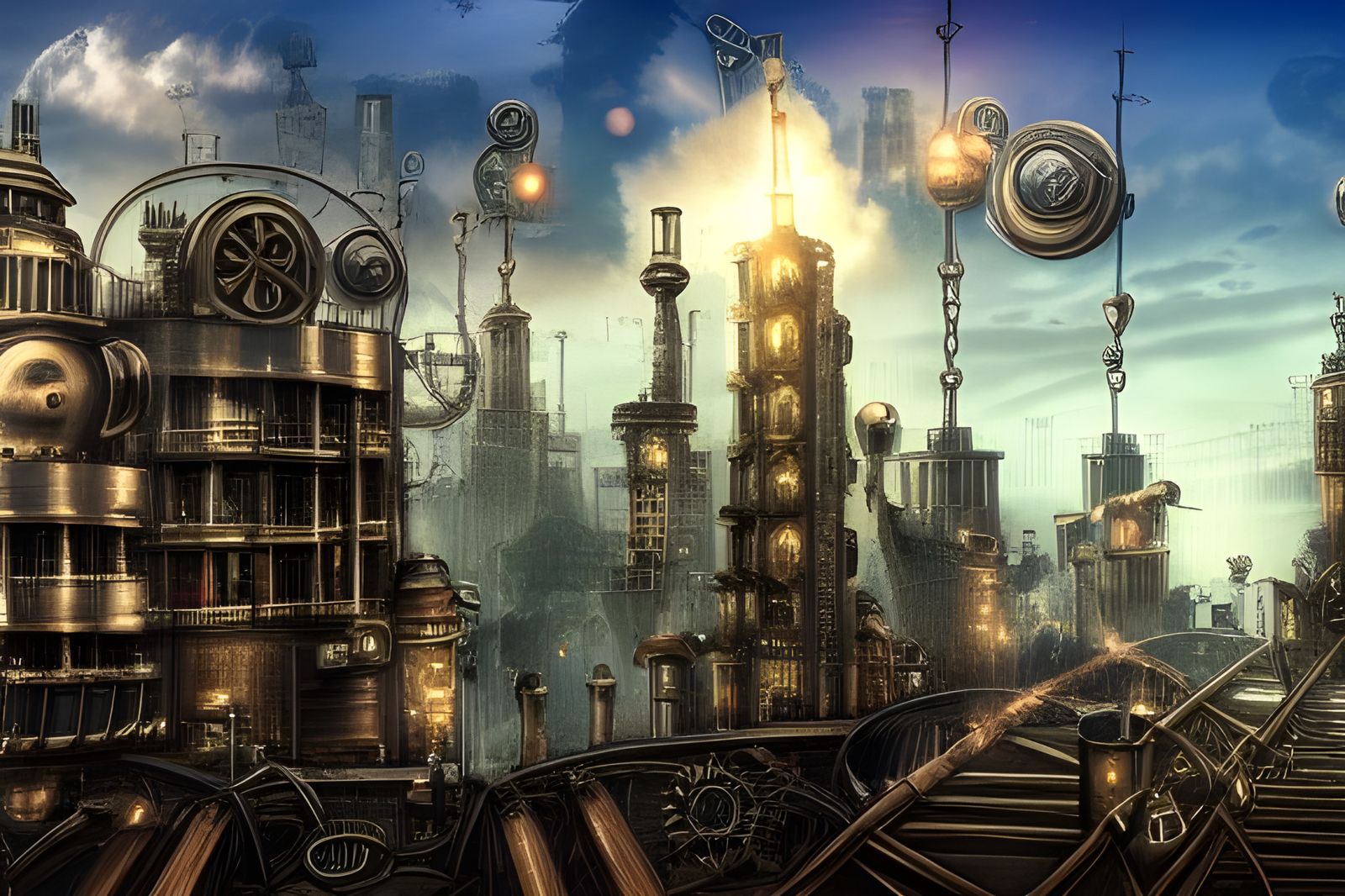 Steampunk Cityscape: A Retro-Futuristic Vision