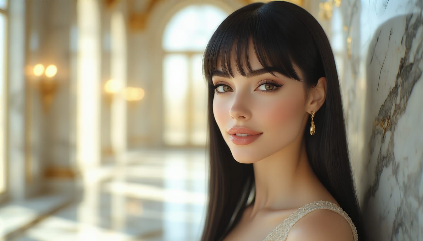Elegant Woman in Luxury Interior, Photorealistic Portrait