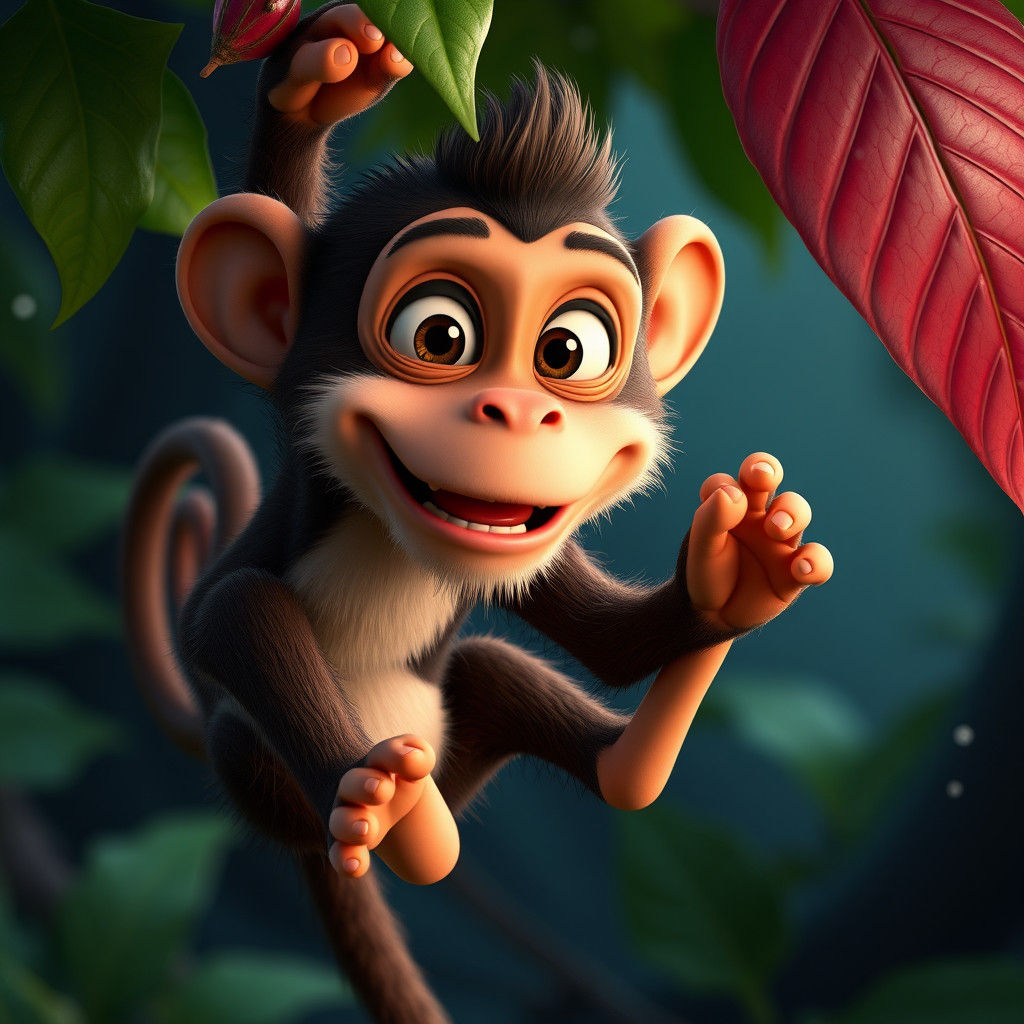 Cheeky Monkey in Pixar 3D Cartoon Style