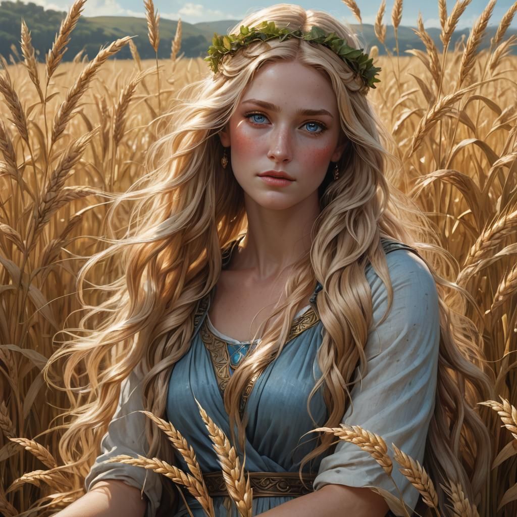 Demeter: Greek Goddess in a Grain Field