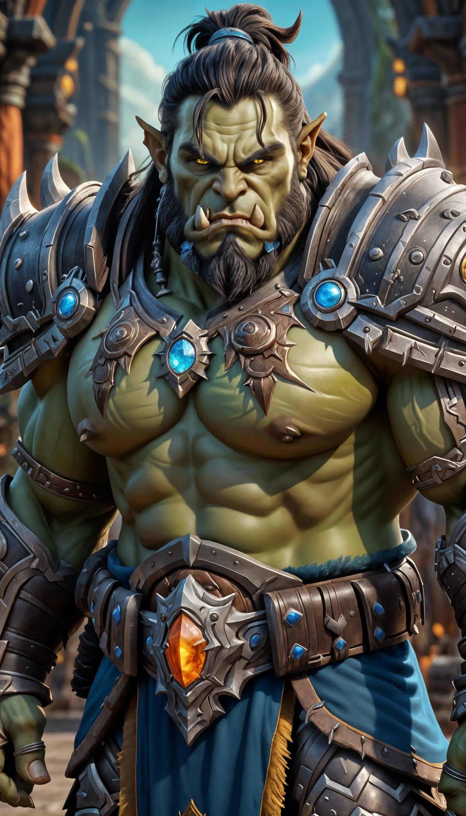 Magnificent Orc Warrior in Celestial Armor: Warcraft Style
