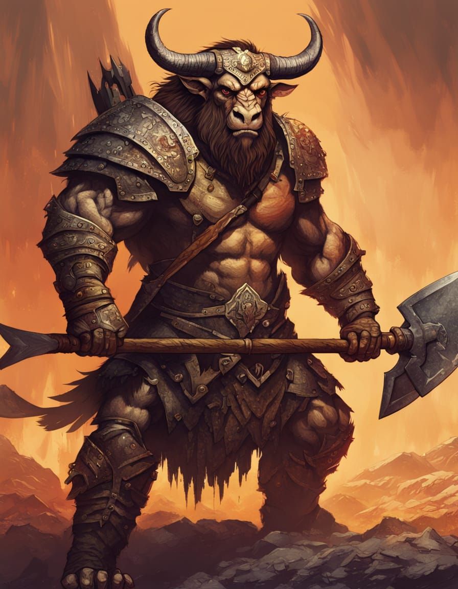 Minotaur Warrior in Intricate Digital Fantasy Art