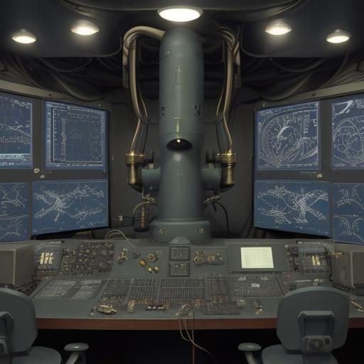 Naval Officer in Submarine Control Room with Periscope
