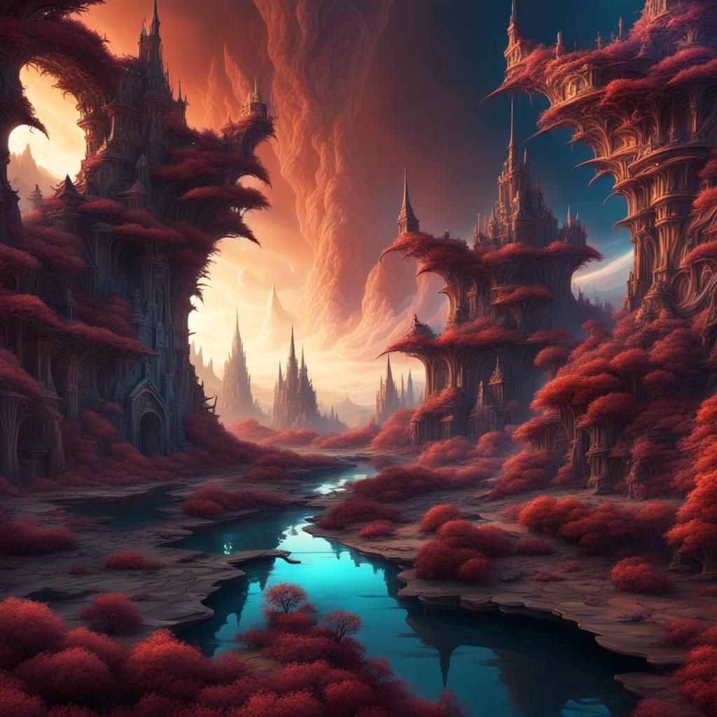 Detailed Fractal Landscape Concept Art in 8K
