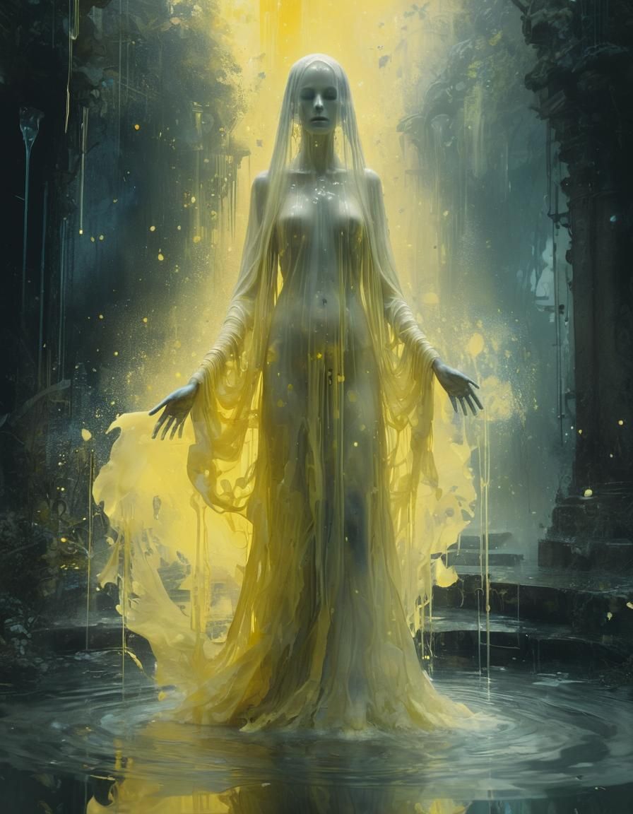 Mystical Ghost Woman in Dreamy Light, Detailed Matte Paintin...