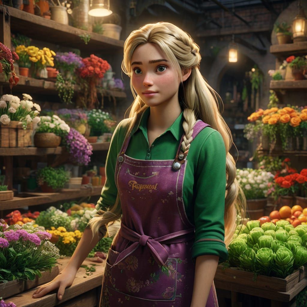 Rapunzel Florist: Hyperdetailed Fantasy Portrait