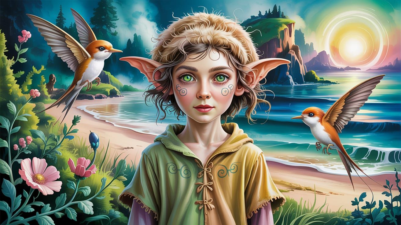 Mystical Hobbit Fairy with Sand Martins