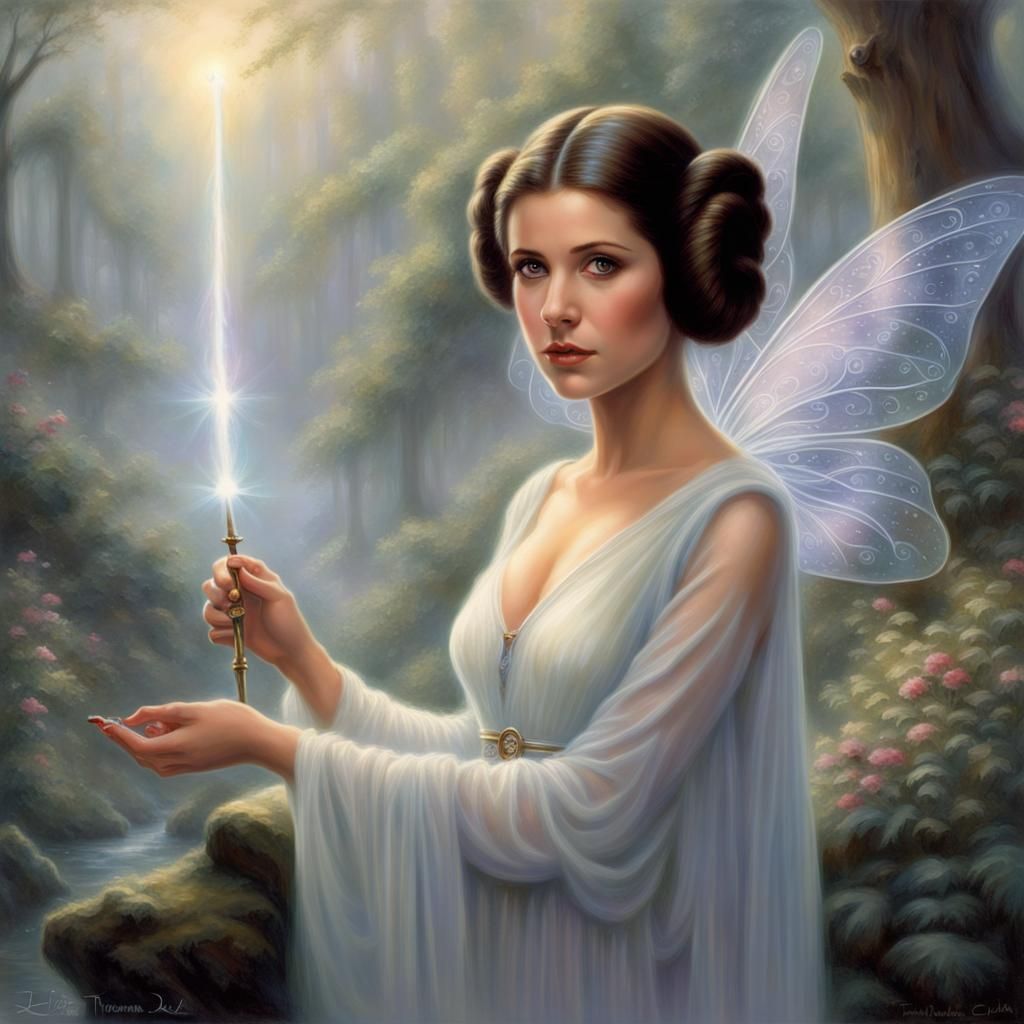 Princess Leia as Ethereal Fairy in Kinkade Style
