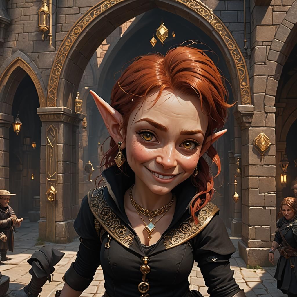 Redhead Halfling Thief in Dark Fantasy Style