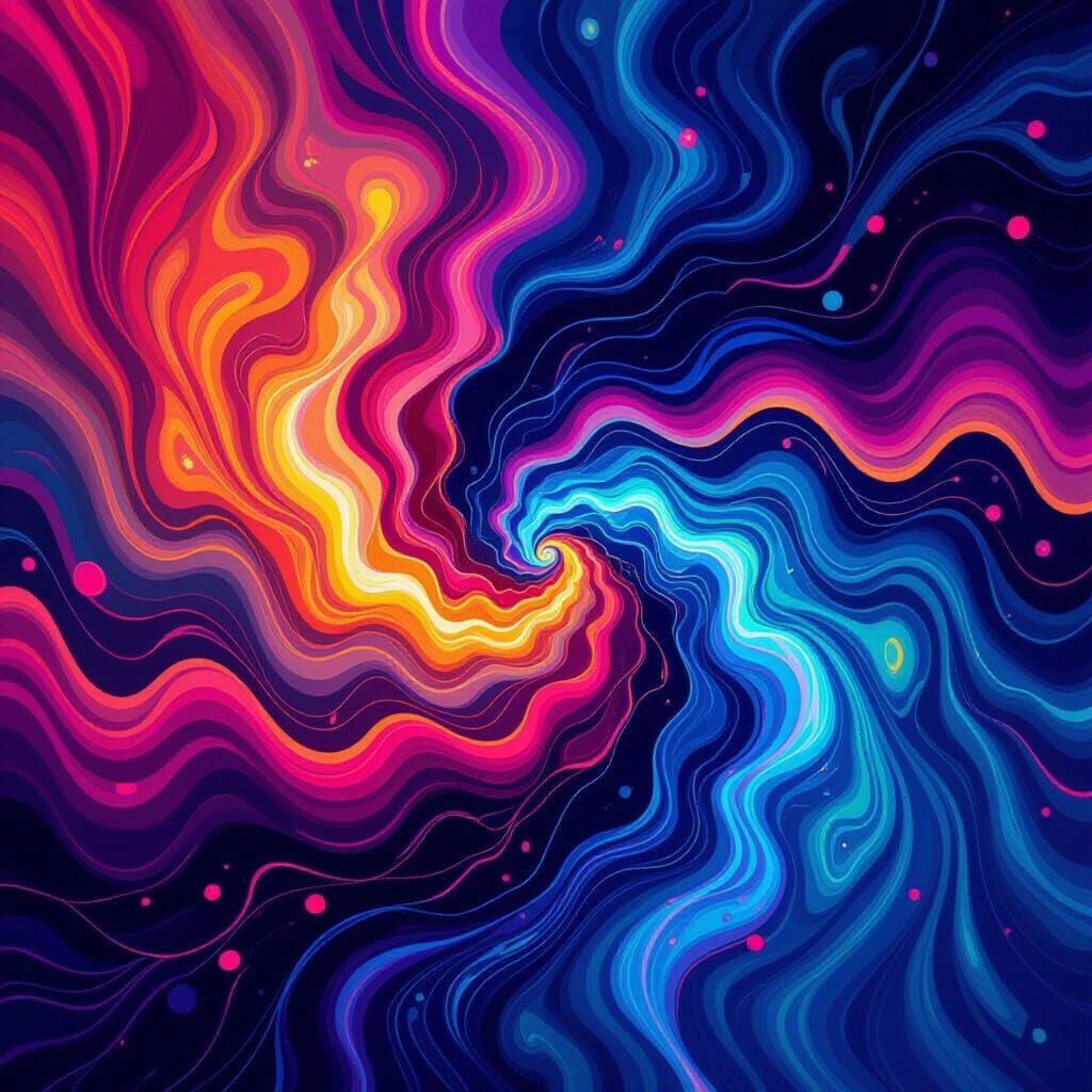 Vibrant Swirling Curves in Neon Hues