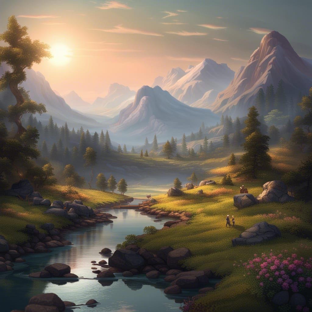 Perfect Serene Landscape Generated by AI