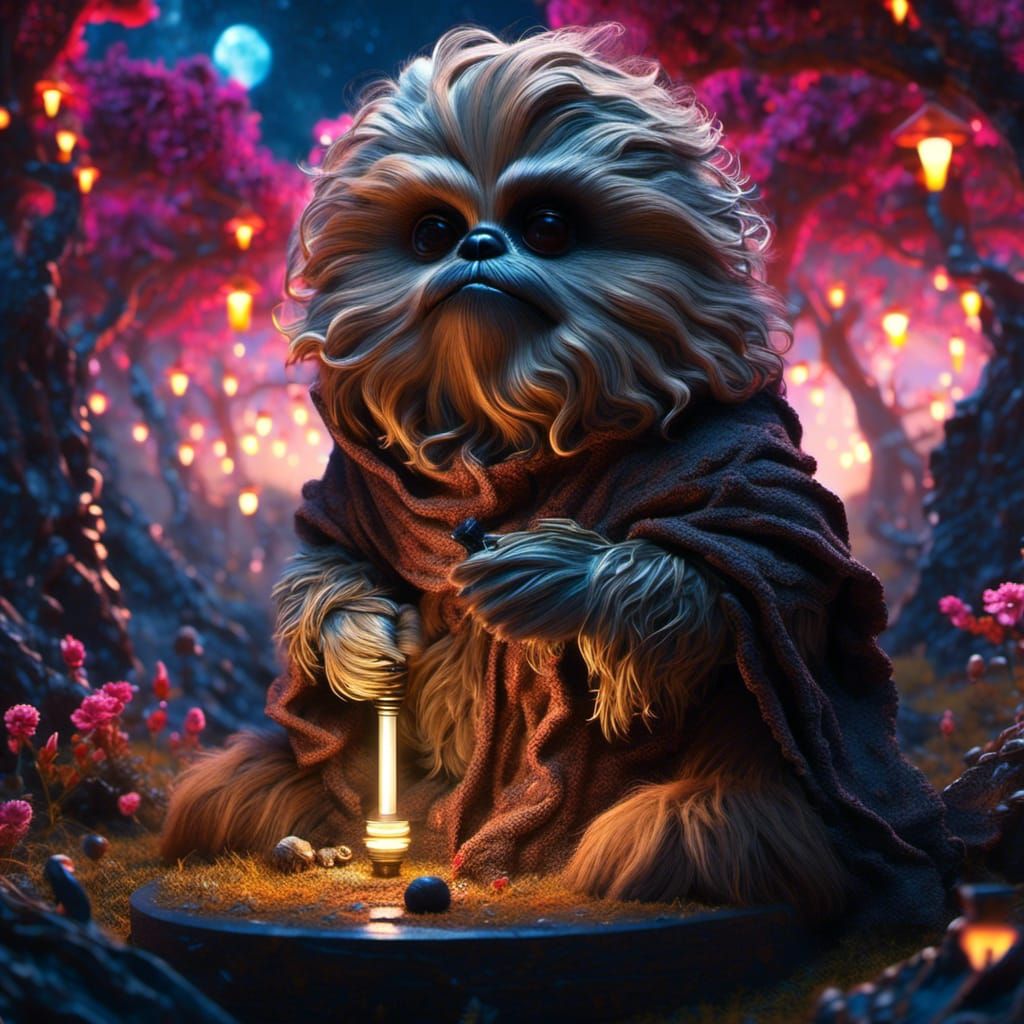 Chewbacca in Cemetery: Magic Realism Digital Art