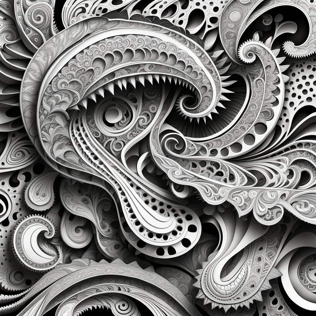 Paisley Monsters in Abstract 3D Style