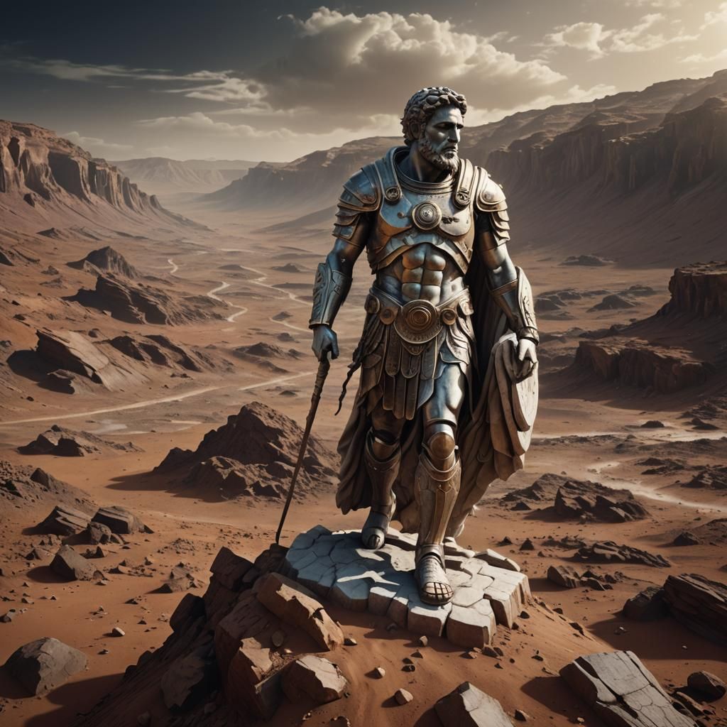 Roman Statue on Mars: Epic Digital Matte Painting