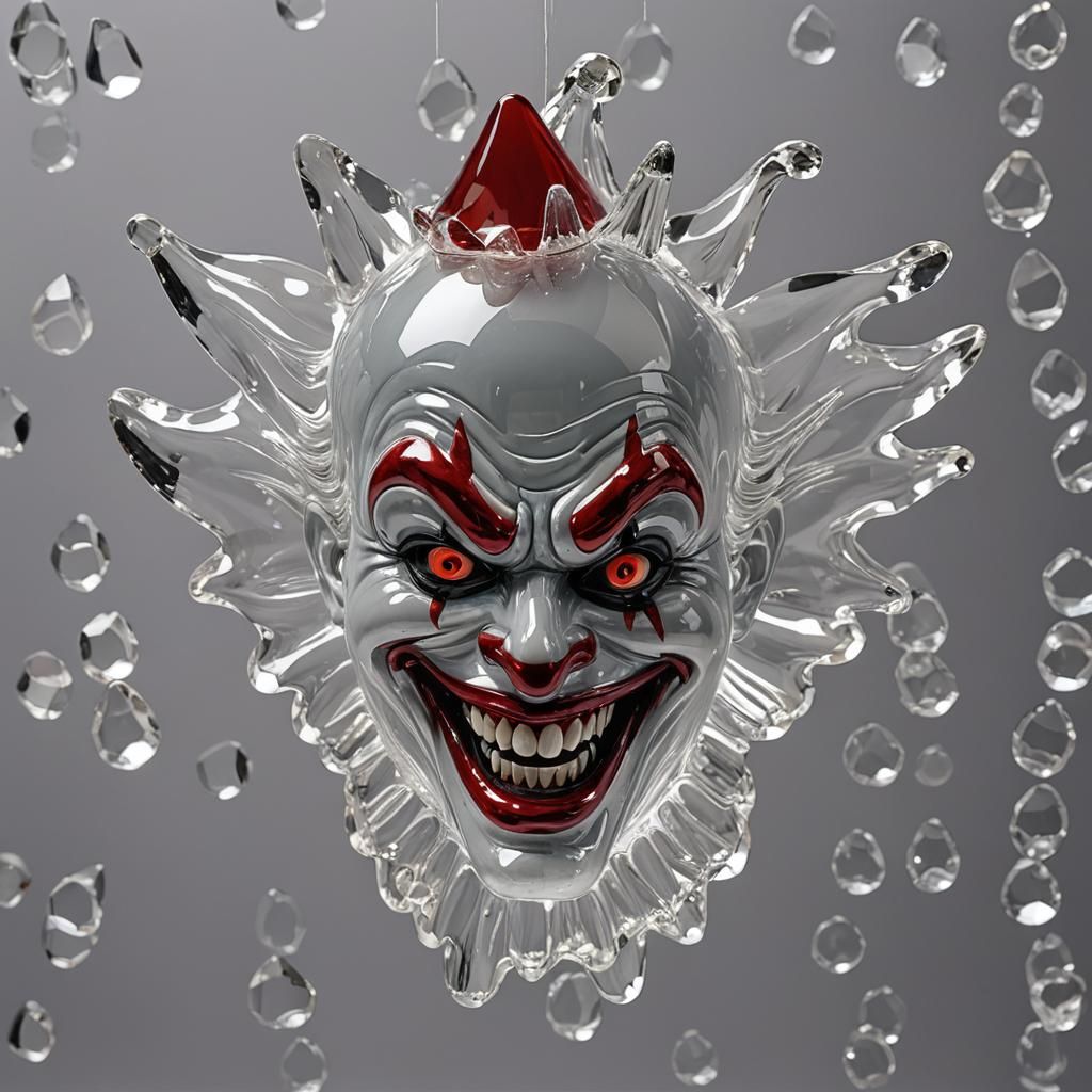 Evil Clown Made of Crystal Glass