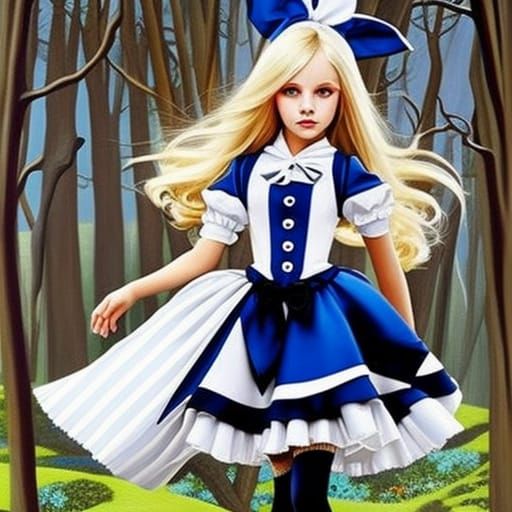 Alice in Wonderland Falling Down the Rabbit Hole