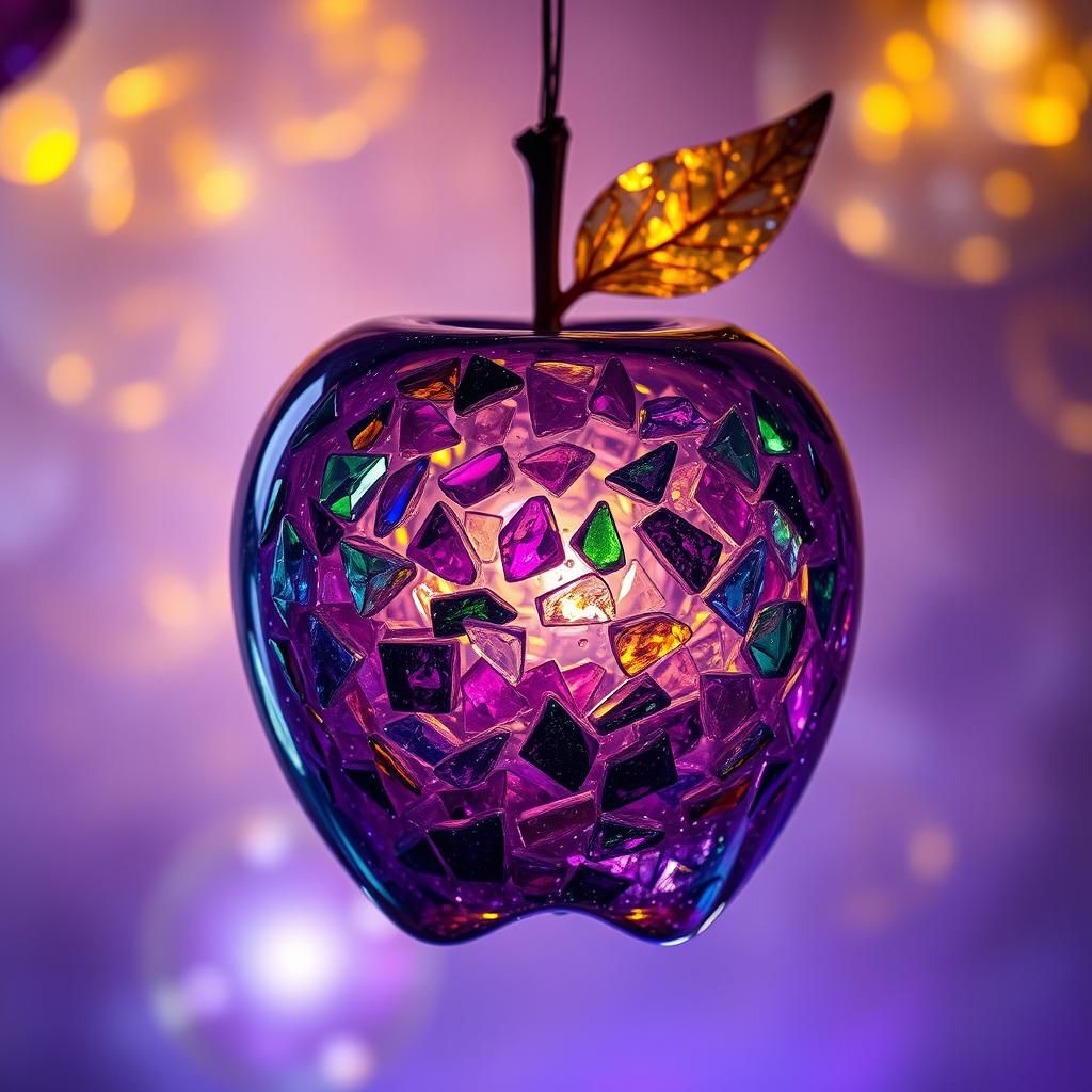 Glass Apple with Crystal Shards in Magical Universe
