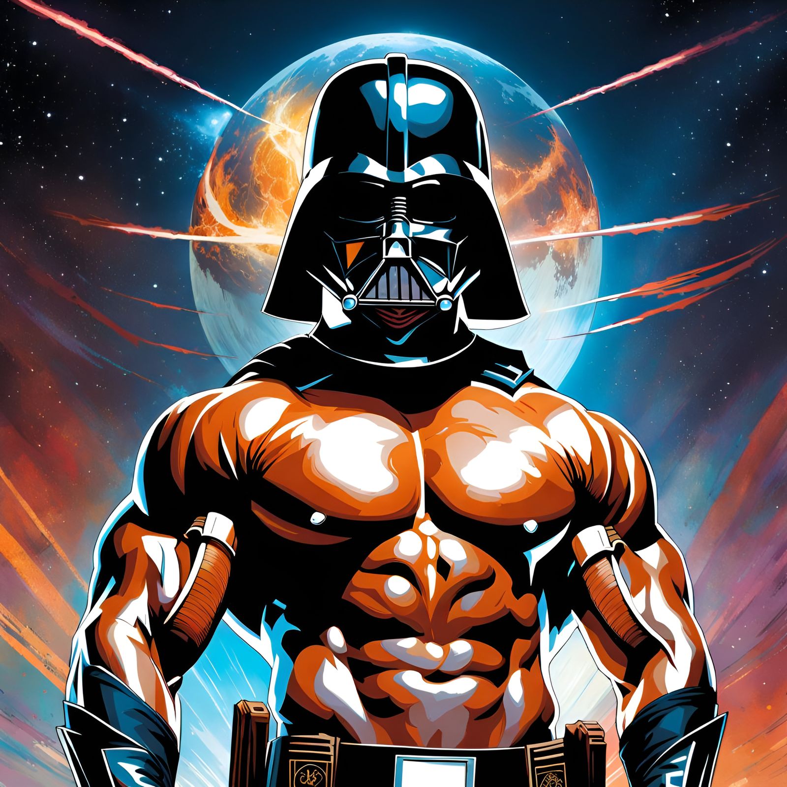 Muscular Darth Vader Portrait in Frank Frazetta Style
