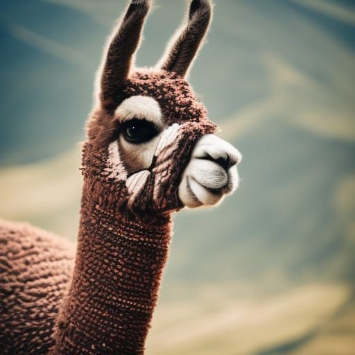 Llama on Mountain: Professional Photography