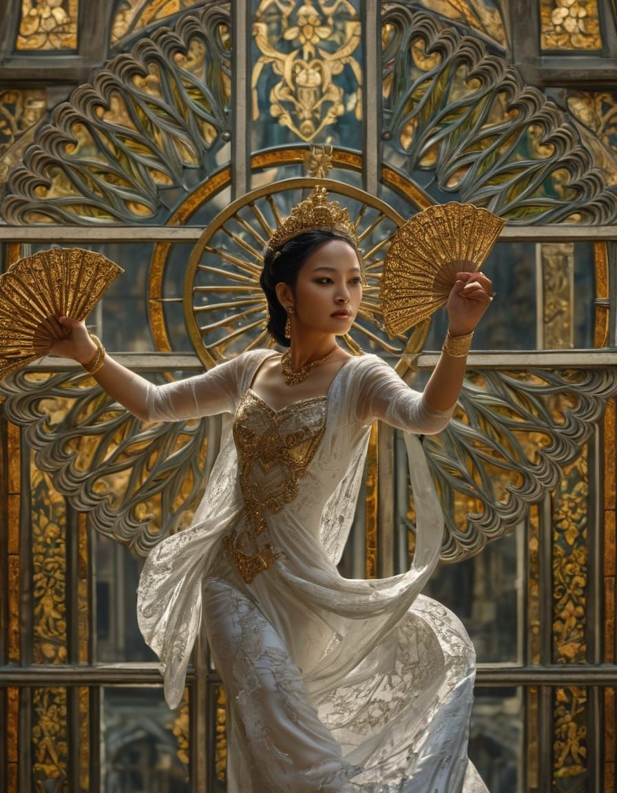 Gothic Goddess in White and Gold