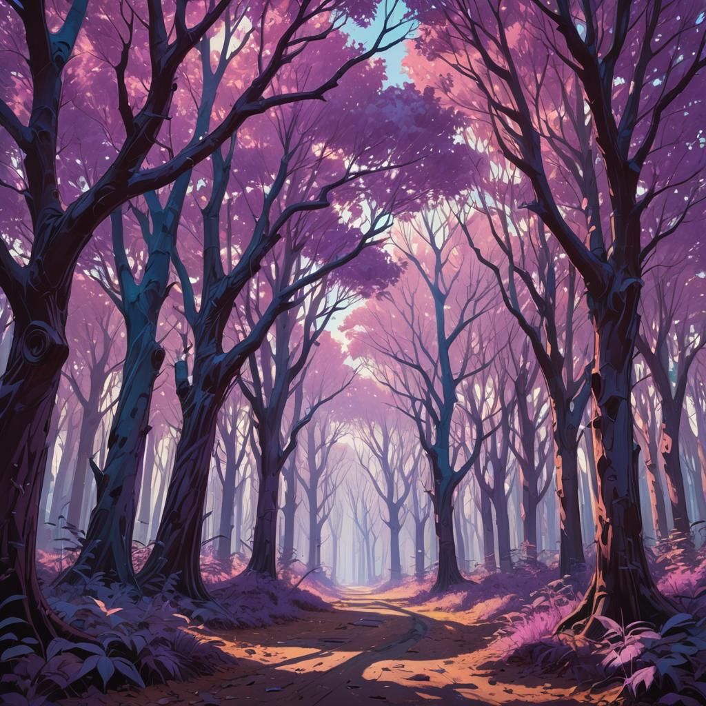 Purple Spike Leaf Grove: Fantasy Concept Art