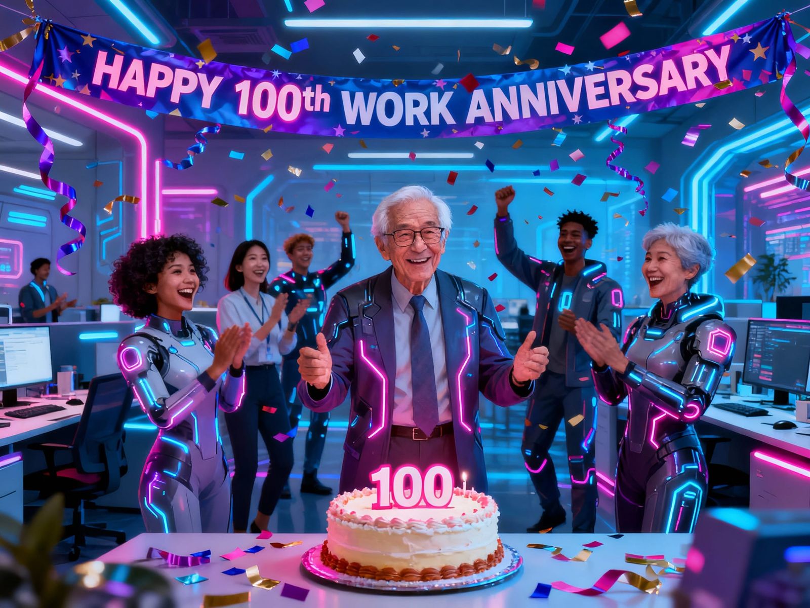 Futuristic Office Celebrates 100th Work Anniversary