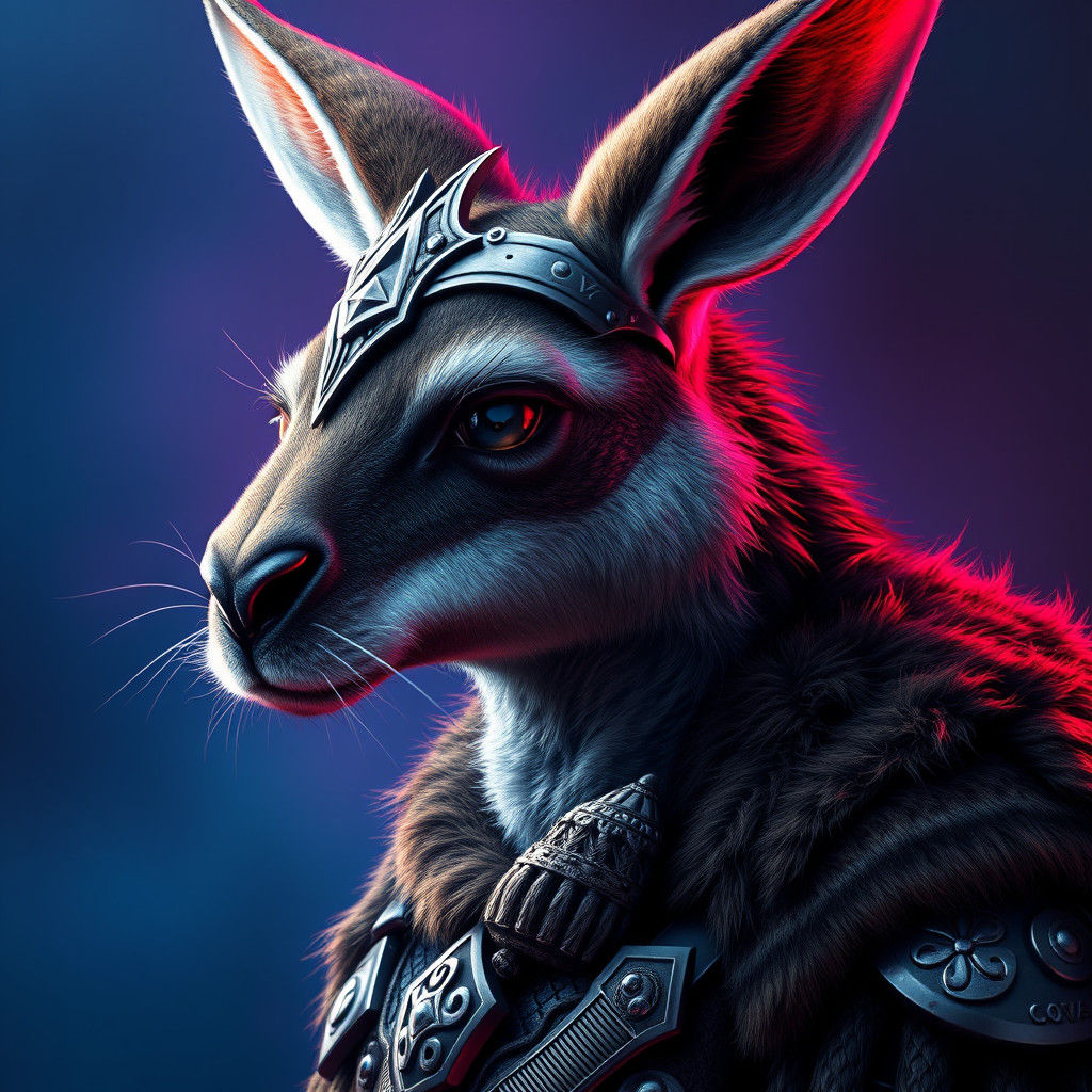 Majestic Kangaroo-Viking Portrait in Norse Armor