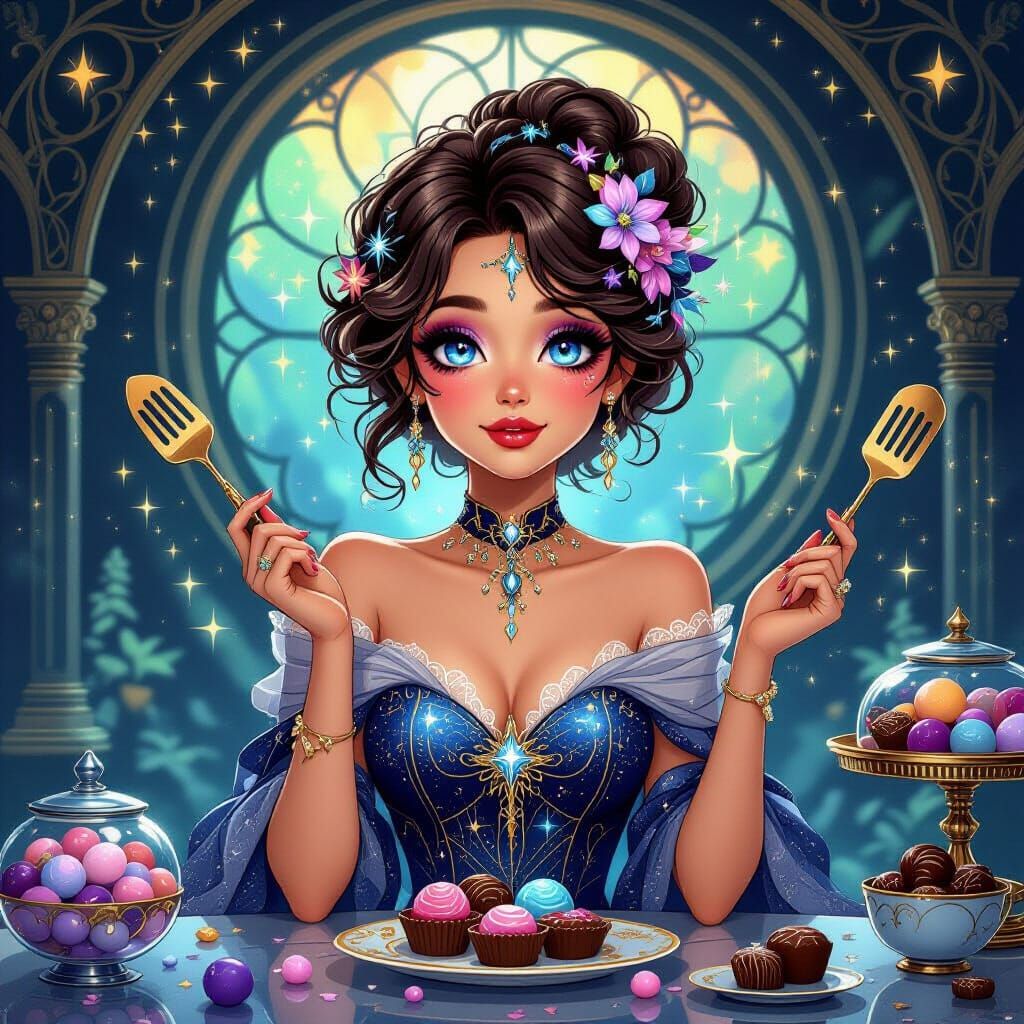 Celestial Chocolatier Crafts Cosmic Confections in Art Nouve...