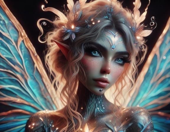 Whimsical Fairy Portrait in Colorful Render