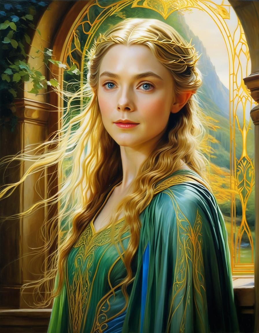 Galadriel of Rivendell: Vibrant Oil Painting