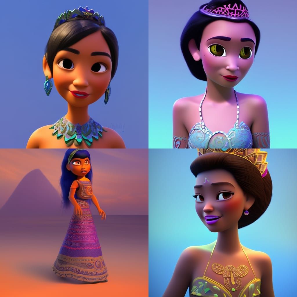 Maori Princess in 3D Digital Art Style