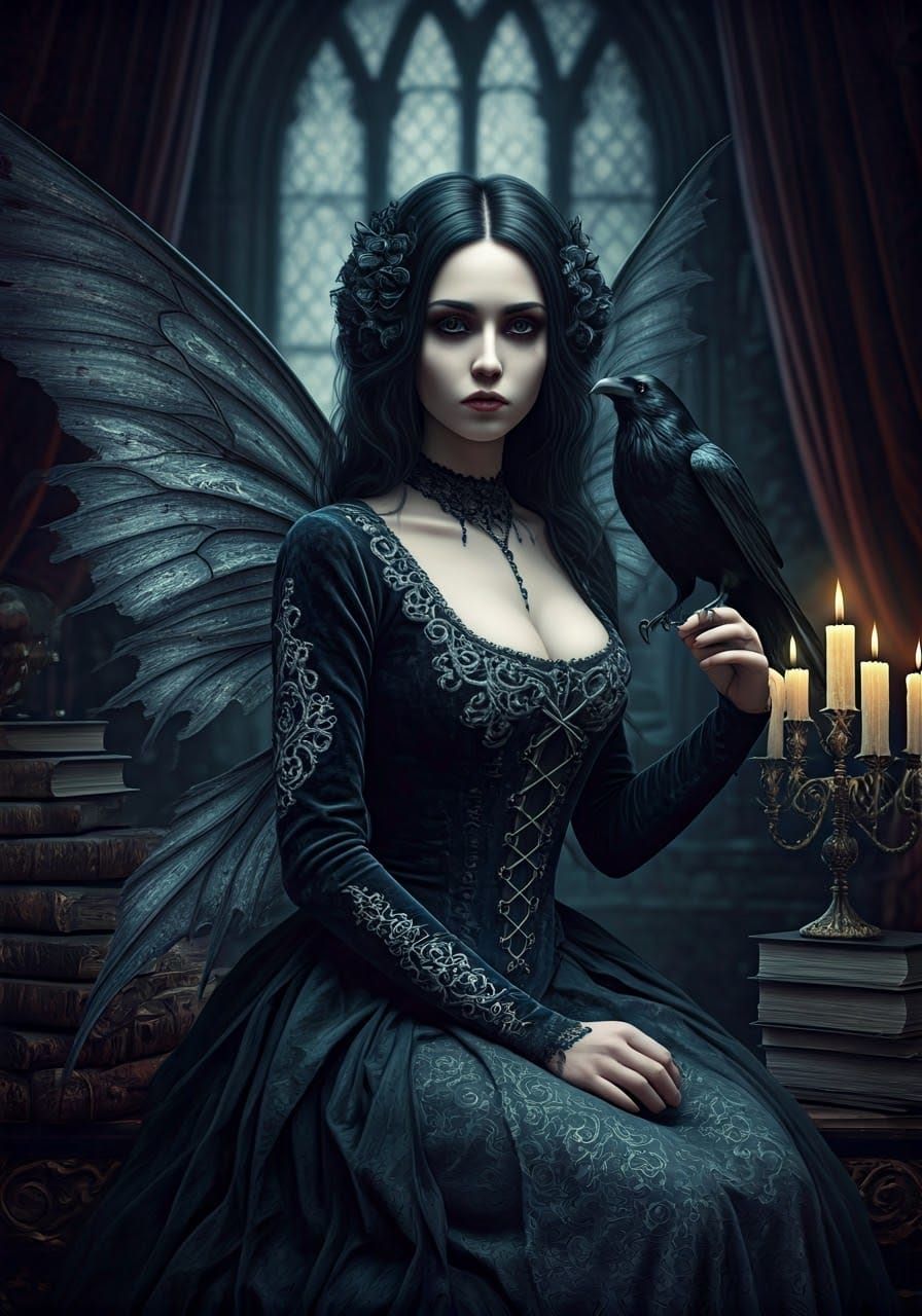 Gothic Fairy in Dark Velvet Regalia