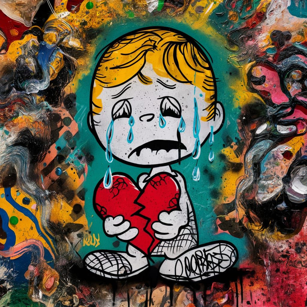 Heartbroken Peanuts Character as Urban Graffiti
