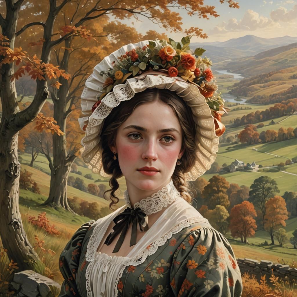 1826 Portrait of Hadassah Alexander in Autumn Landscape
