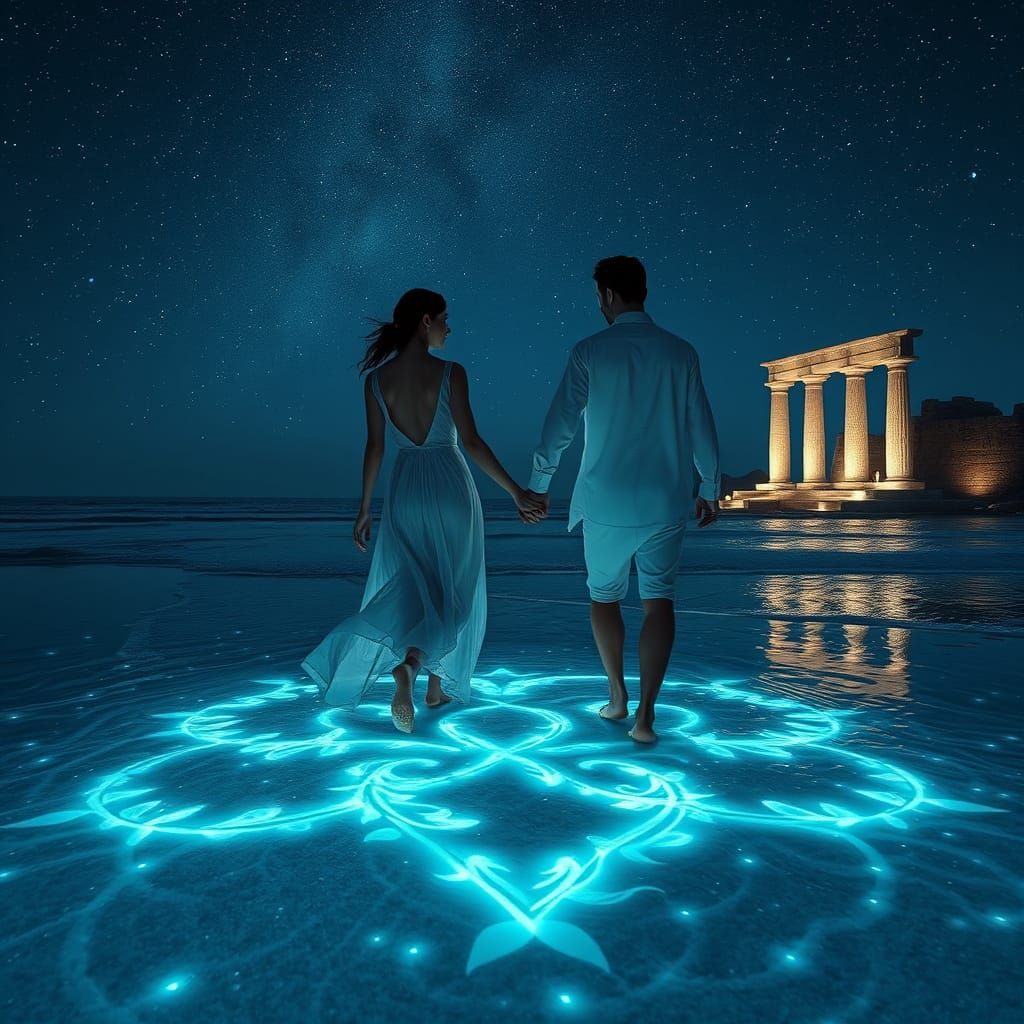 Midnight Bioluminescent Dream on Persian Gulf Beach